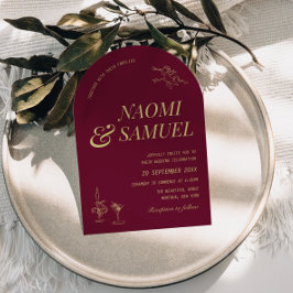 Bold Namn Arch Burgundy Chartreuse Bröllop Inbjudningar