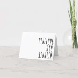 Bold Namn Black White Retro Typography Bröllop Tack Kort