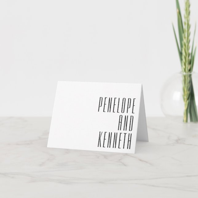 Bold Namn Black White Retro Typography Bröllop Tack Kort (Framsida)