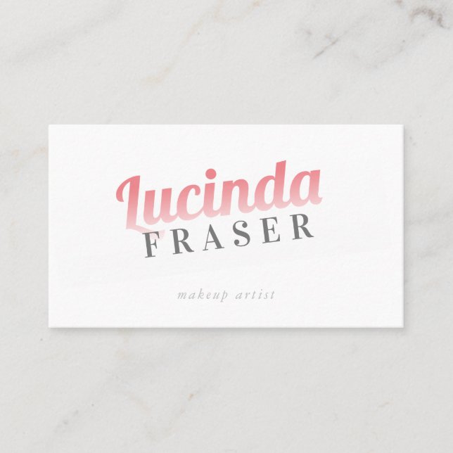 BOLD NAMN FADE coola retro minimal rosa av svart k Visitkort (Framsida)