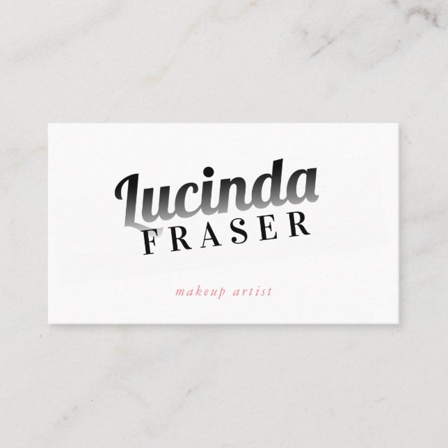 BOLD NAMN FADE retro minimal rosa av svart korall Visitkort (Framsida)