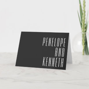 Bold Namn Retro Black Typography Personligt bröllp Tack Kort
