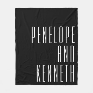 Bold Namn Retro Typography Black White Bröllop Fleecefilt