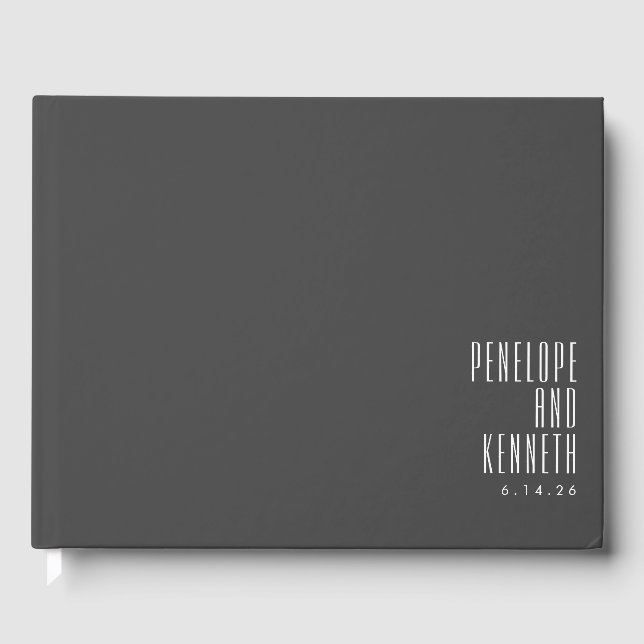 Bold Namn Retro Typography Black White Bröllop Gästböcker (Framsida)