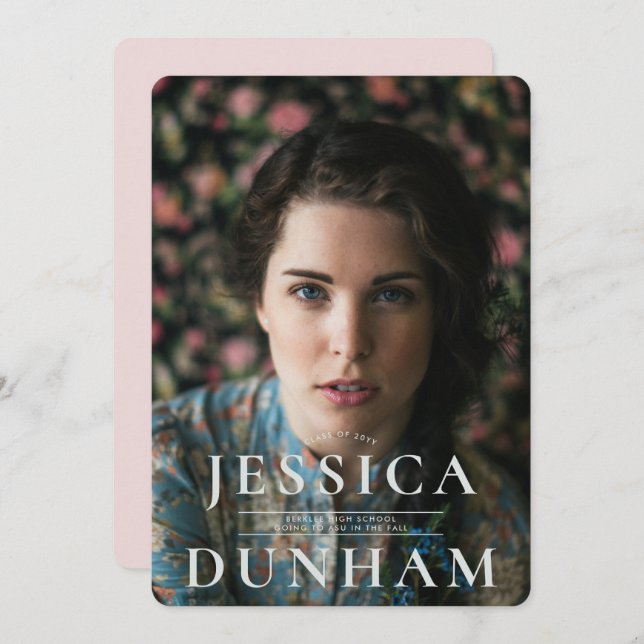 Bold Namn Serif Studenten-inbjudan Meddelande (Fram/baksida)