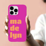 Bold namn stor brev magenta orange<br><div class="desc">Mobilt omslag med ditt namn i stort,  fetstilt,  orange brev på magentans shock rosa.</div>