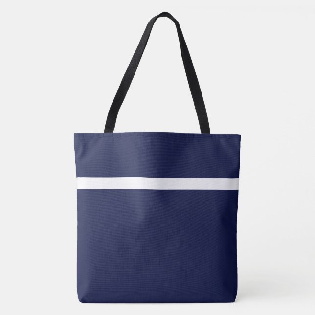 Bold Nautical Navy Blue White Sporty Accent Rand Tygkasse (Framsida)