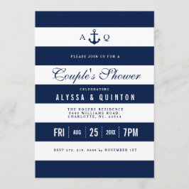 Bold Nautical Theme Par Shower-inbjudan Inbjudningar