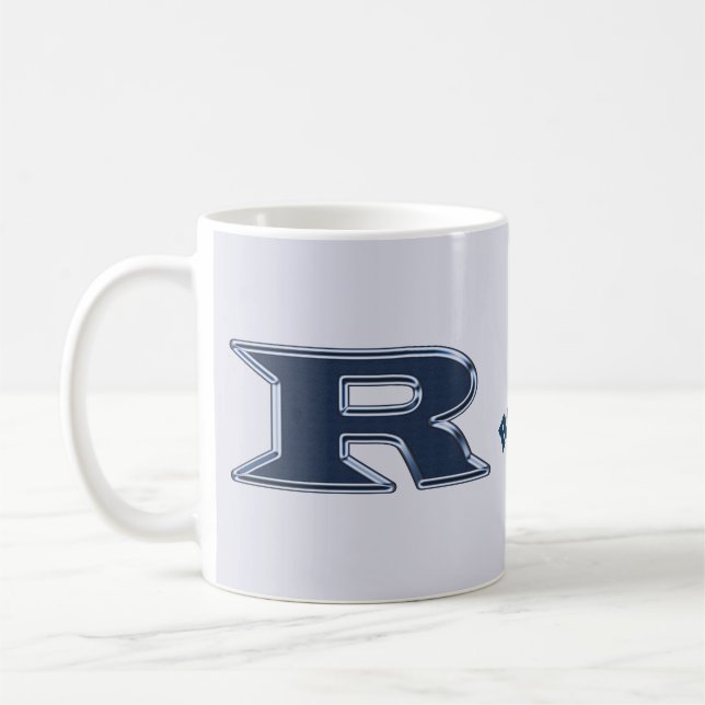 Bold Navy Blue Brev R Initial Monogram Kaffemugg (Vänster)