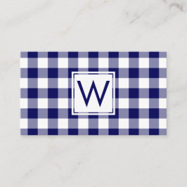 Bold Navy Blue Buffalo Play Mönster Monogram Visitkort