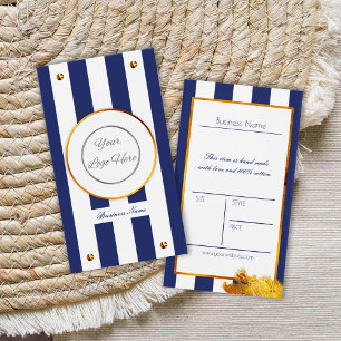 Bold navy blue guld med logotyp product pris märkr visitkort
