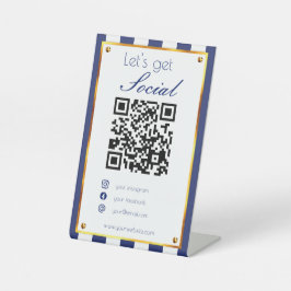 Bold Navy Blue guld QR-kodgenomsökning av social-m