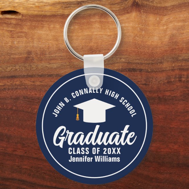Bold Navy Blue Studenten Anpassningsbar 2025 Stude Nyckelring (Framsida)