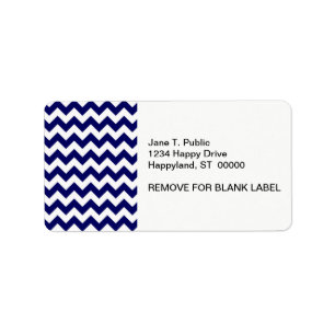 Bold Navy Blue & White Chevron Zig-Zag Mönster Adressetikett