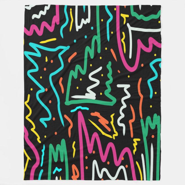 Bold Neon Contrast Party Abstrakt Fleecefilt (Framsidan)