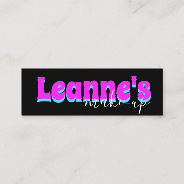 Bold Neon Rosa Makeup Salon Nagel Eyelash Mini Visitkort (Framsida)