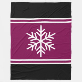 Bold Nordic Snowflake Burgundy Black White Rand Fleecefilt