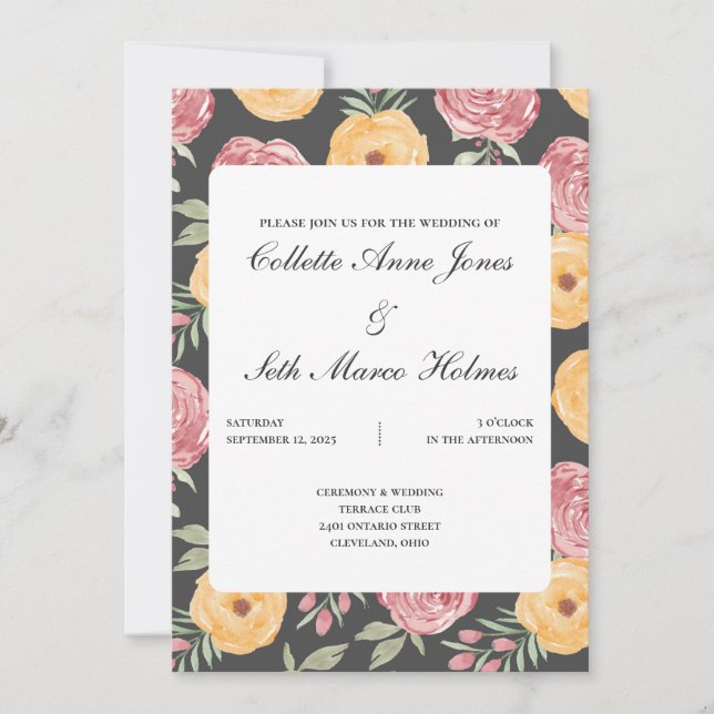 Bold och Bright Ro bröllopsinbjudan 2 Inbjudningar (Framsida)