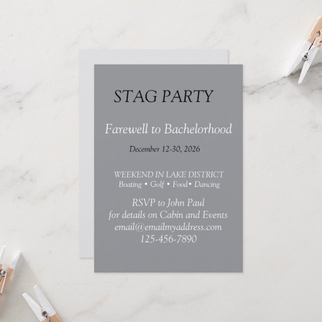 Bold- och snyggt STAG-PARTSinbjudan Inbjudningar (Fram/Back In Situ)