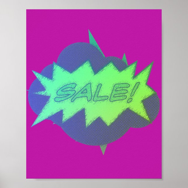 Bold och Vibrant Halftone Burst Sale Poster (Framsidan)