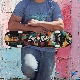 Bold Öga Graffiti Pop Art - Lev till Ride Motto Mini Skateboard Bräda 18,5 Cm