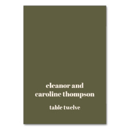 Bold Olive Fall Retro Personligt bröllp-platskort Bordsnummer