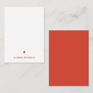 Bold Orange Heart och Namn Note Card Anteckningskort