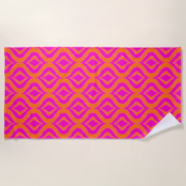Bold Orange Hot Pink Summer Ikat Ogee Art Pattern