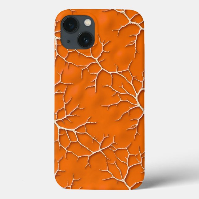 Bold Orange iPhone Case with Branch Texture (Baksida)