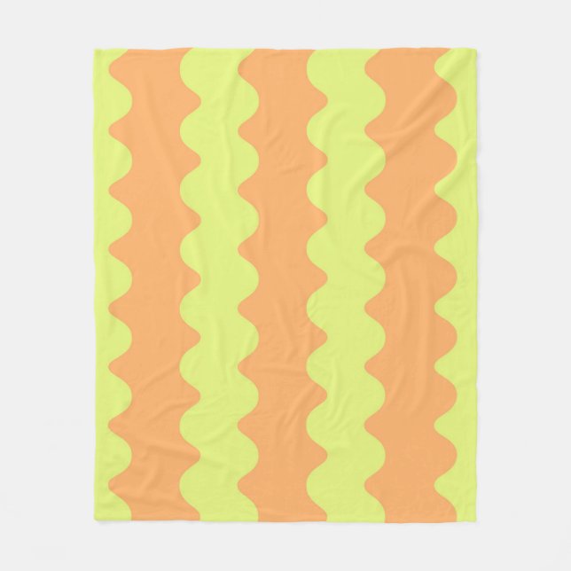 Bold Orange Lime Vågigt Rand Modern Mysigt Throw Fleecefilt (Framsidan)