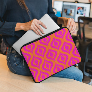 Bold Orange Shock rosa Summer Ikat Ogee Art Mönste Laptop Fodral