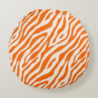 Bold Orange Tiger Stripe Pattern Rund Kudde