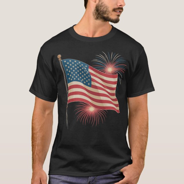 Bold Patriotic Eagle 4 juli T-Shirt (Framsida)