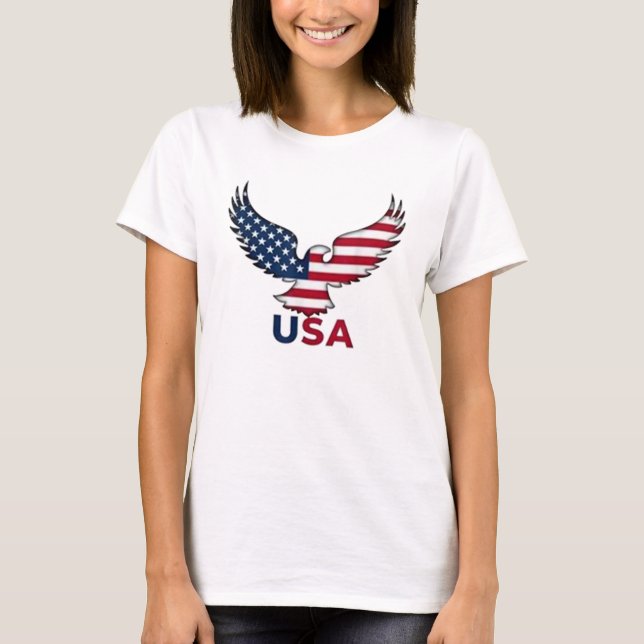 Bold Patriotic Eagle och Flagga Design for America T Shirt (Framsida)