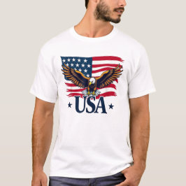 Bold Patriotic Eagle och Flagga Design for America T Shirt