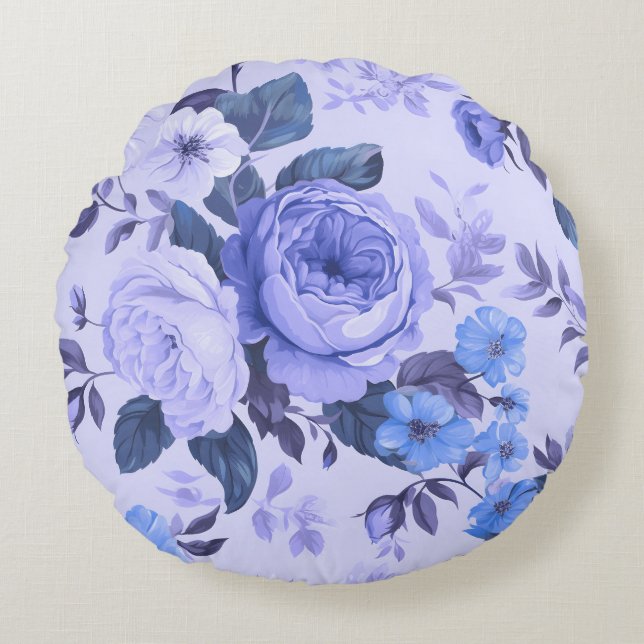 Bold periwinkle påstående färg rund kudde (Framsidan)