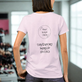 Bold Pink And Black Employee Name Business Logo T Shirt
