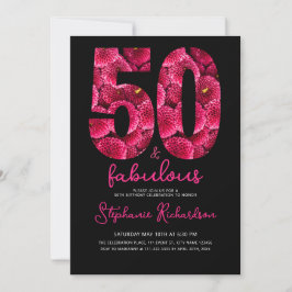 Bold Pink Floral 50 and Fabulous Birthday Party Inbjudningar