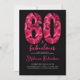 Bold Pink Floral 60 and Fabulous Birthday Party Inbjudningar