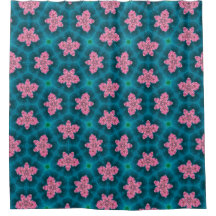Bold Pink Floral Pattern Shower Curtain