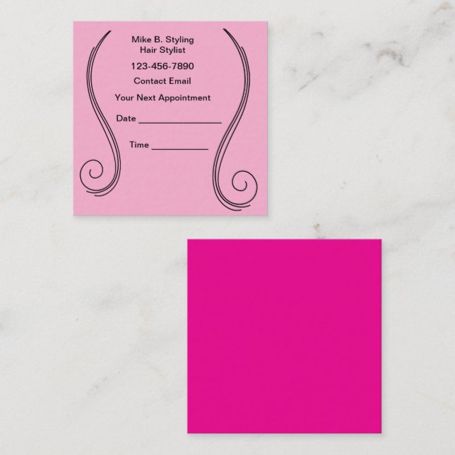 Bold Pink Hair Stylist Theme Appointment Cards Tidsbeställning Kort (Fram/baksida)