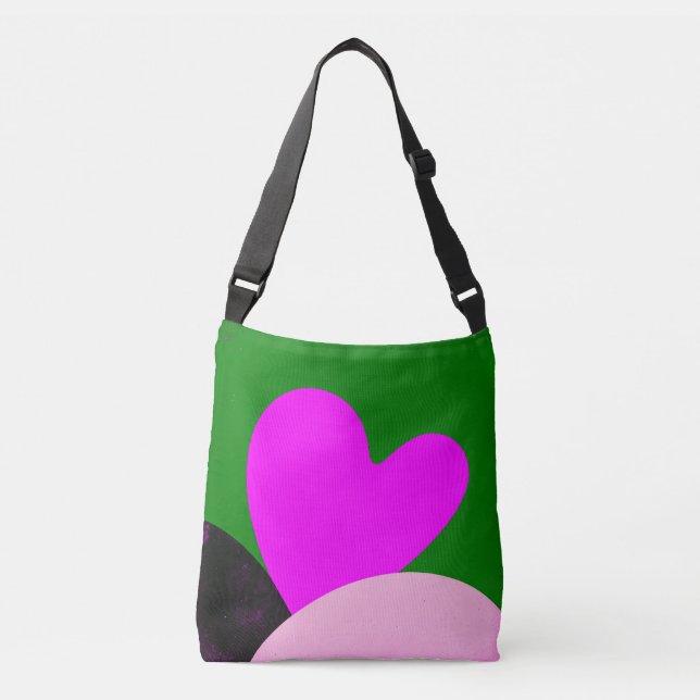 Bold Pink Heart Graphic Tote Bag Axelväska (Framsida)