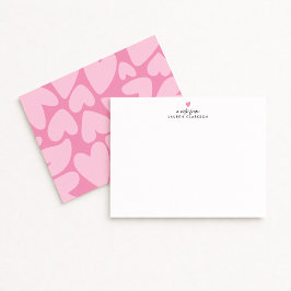 Bold Pink Hearts Note Card Inbjudningar