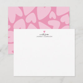 Bold Pink Hearts Note Card Inbjudningar