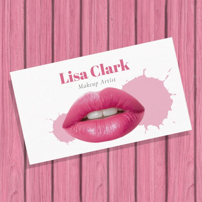 Bold Pink Lip Glam Makeup Artist Beauty  Visitkort (Skapare uppladdad)