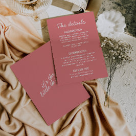 Bold Pink Modern Whimsical Wedding Details Tilläggskort