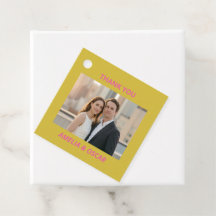 Bold Pink Yellow Photo Wedding Modern Custom