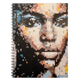 Bold Pixel Portrait in Vivid Tones Anteckningsbok