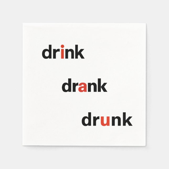 Bold Plain Drink Drank Drunk Spelled Out Cocktail Pappersservett (Framsidan)
