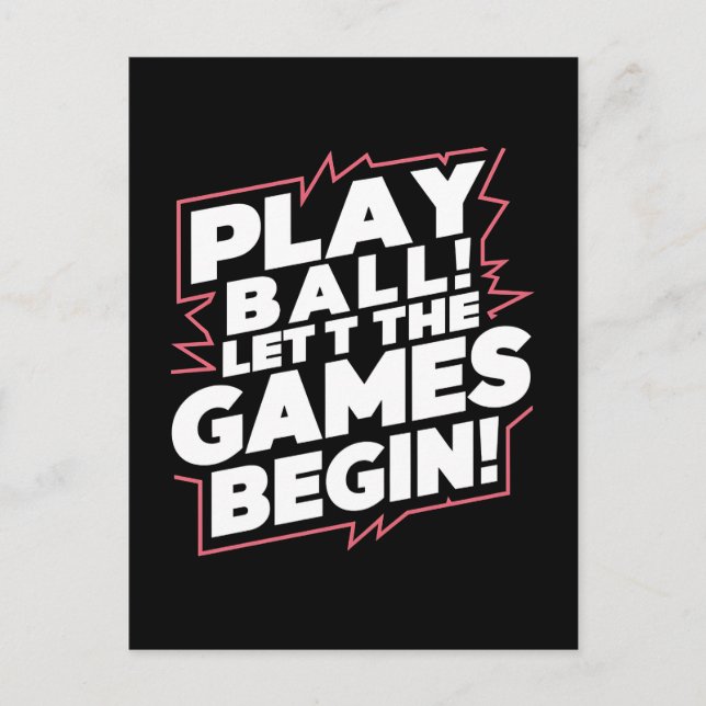 Bold Play Ball Sports Quote Art Vykort (Framsida)